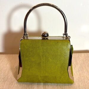 BIJOUX TERNER Faux Leather and Metal Hard Shell 3 Compartment Mini Handbag Purse